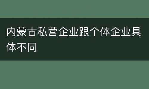 内蒙古私营企业跟个体企业具体不同
