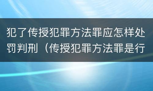 犯了传授犯罪方法罪应怎样处罚判刑（传授犯罪方法罪是行为犯吗）