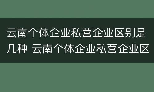 云南个体企业私营企业区别是几种 云南个体企业私营企业区别是几种形式