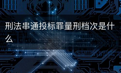 刑法串通投标罪量刑档次是什么