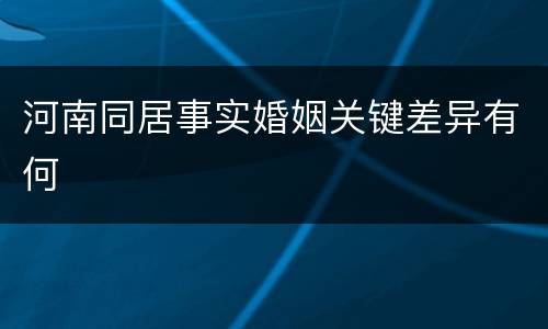 河南同居事实婚姻关键差异有何