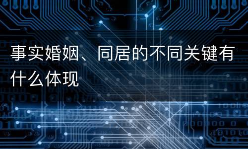 事实婚姻、同居的不同关键有什么体现