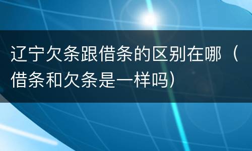 辽宁欠条跟借条的区别在哪（借条和欠条是一样吗）