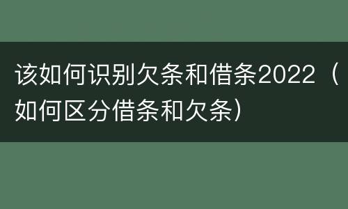 该如何识别欠条和借条2022（如何区分借条和欠条）