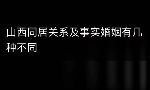 山西同居关系及事实婚姻有几种不同