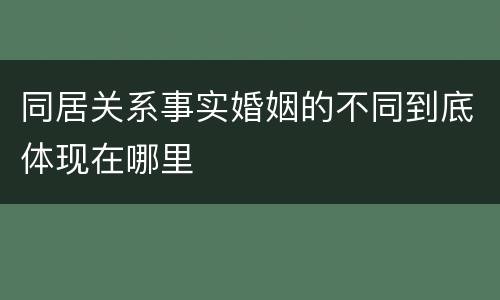 同居关系事实婚姻的不同到底体现在哪里