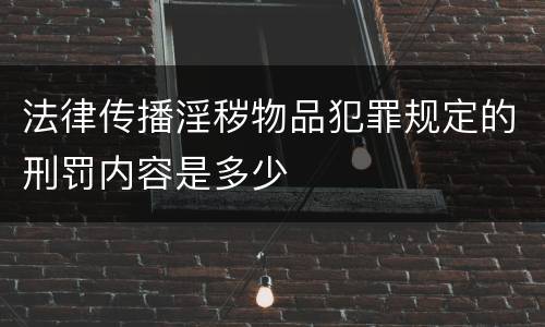 法律传播淫秽物品犯罪规定的刑罚内容是多少