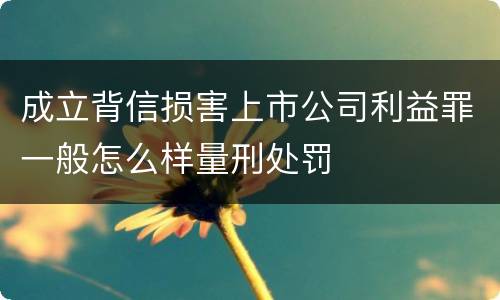 成立背信损害上市公司利益罪一般怎么样量刑处罚