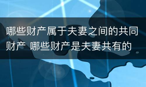 哪些财产属于夫妻之间的共同财产 哪些财产是夫妻共有的
