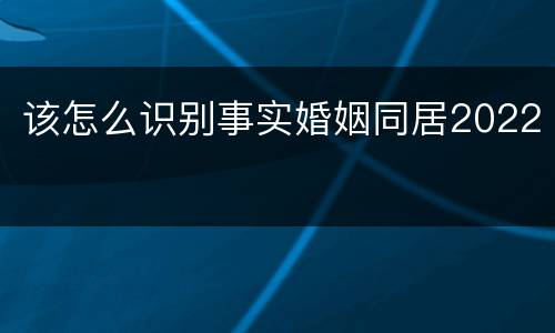 该怎么识别事实婚姻同居2022