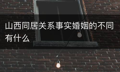 山西同居关系事实婚姻的不同有什么