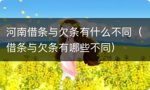 河南借条与欠条有什么不同（借条与欠条有哪些不同）