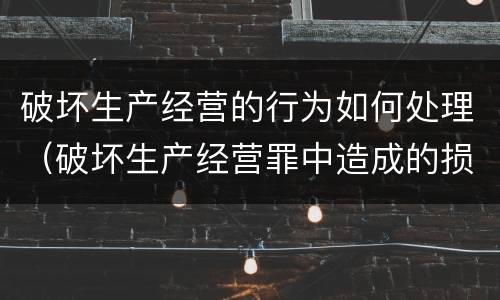 破坏生产经营的行为如何处理（破坏生产经营罪中造成的损失如何处理）