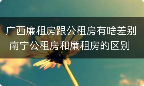广西廉租房跟公租房有啥差别 南宁公租房和廉租房的区别