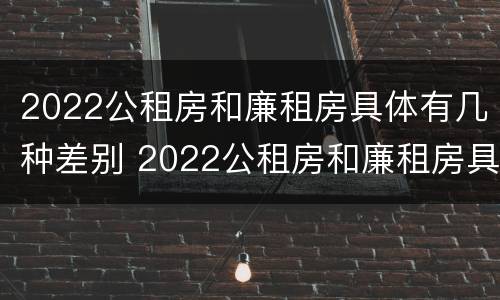 2022公租房和廉租房具体有几种差别 2022公租房和廉租房具体有几种差别呢