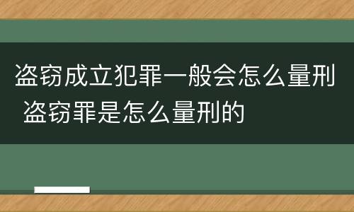 盗窃成立犯罪一般会怎么量刑 盗窃罪是怎么量刑的