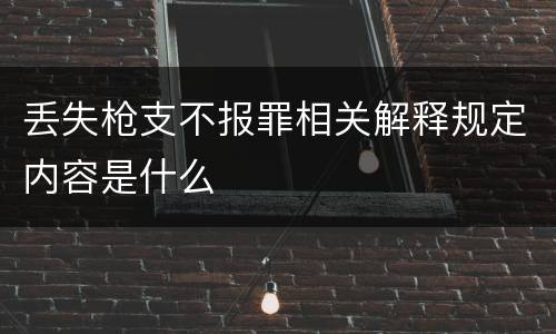 丢失枪支不报罪相关解释规定内容是什么