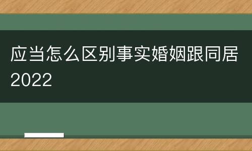 应当怎么区别事实婚姻跟同居2022