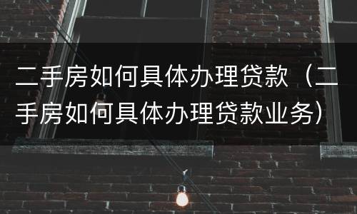 二手房如何具体办理贷款（二手房如何具体办理贷款业务）