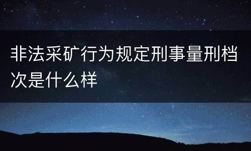 非法采矿行为规定刑事量刑档次是什么样