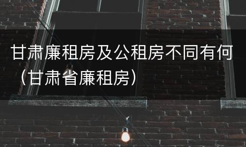 甘肃廉租房及公租房不同有何(甘肃省廉租房)