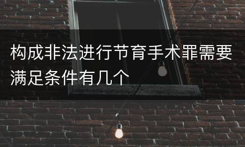 构成非法进行节育手术罪需要满足条件有几个