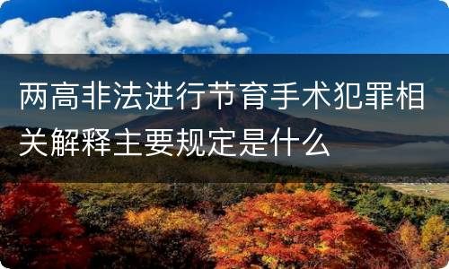 两高非法进行节育手术犯罪相关解释主要规定是什么