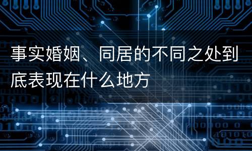 事实婚姻、同居的不同之处到底表现在什么地方