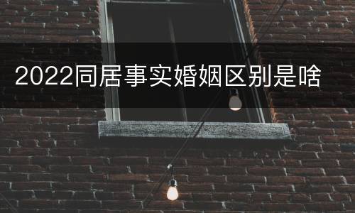 2022同居事实婚姻区别是啥