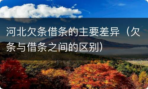 河北欠条借条的主要差异（欠条与借条之间的区别）