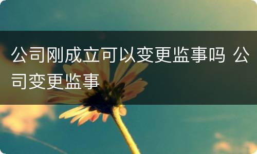 公司刚成立可以变更监事吗 公司变更监事