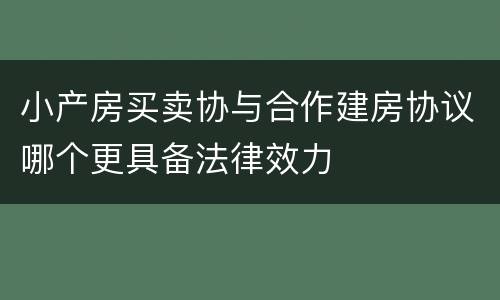 小产房买卖协与合作建房协议哪个更具备法律效力