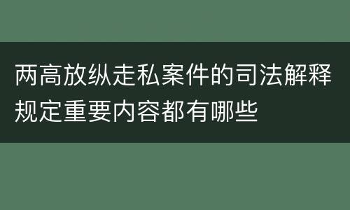 两高放纵走私案件的司法解释规定重要内容都有哪些