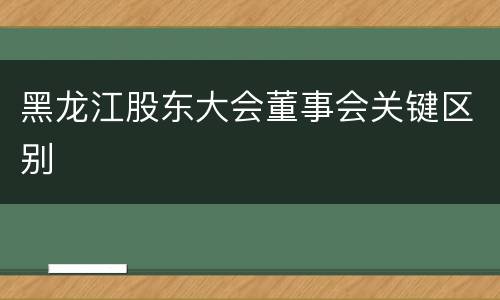 黑龙江股东大会董事会关键区别
