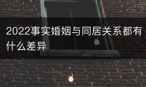 2022事实婚姻与同居关系都有什么差异