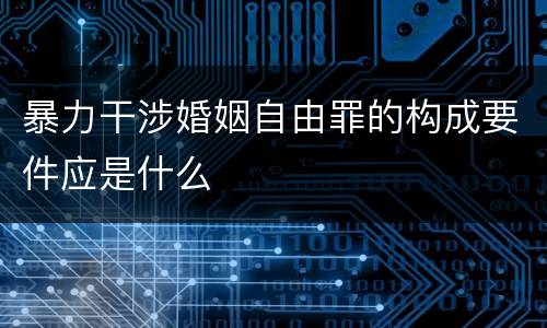 暴力干涉婚姻自由罪的构成要件应是什么