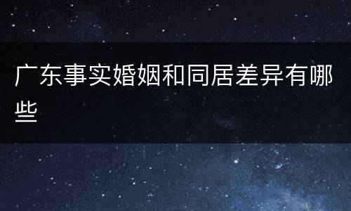 广东事实婚姻和同居差异有哪些