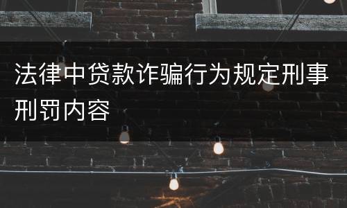 法律中贷款诈骗行为规定刑事刑罚内容