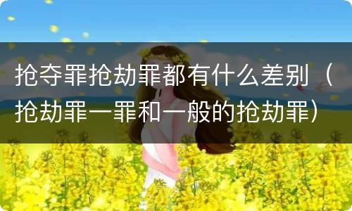 抢夺罪抢劫罪都有什么差别（抢劫罪一罪和一般的抢劫罪）