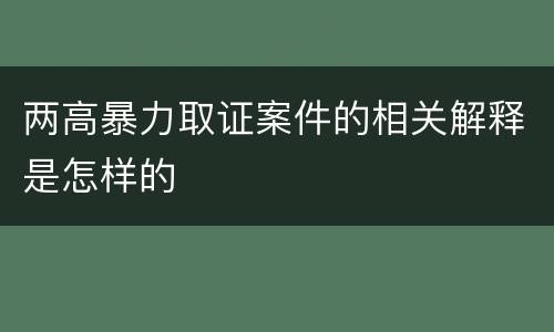 两高暴力取证案件的相关解释是怎样的