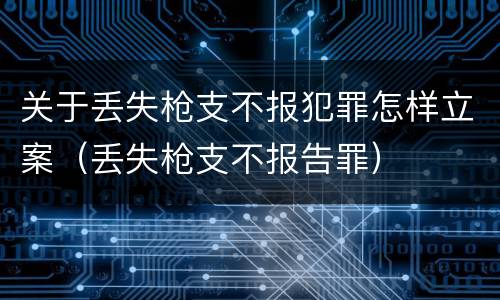 关于丢失枪支不报犯罪怎样立案（丢失枪支不报告罪）