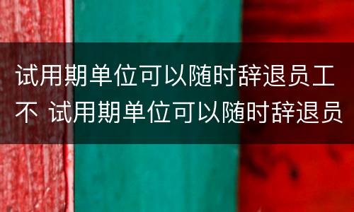 试用期单位可以随时辞退员工不 试用期单位可以随时辞退员工吗