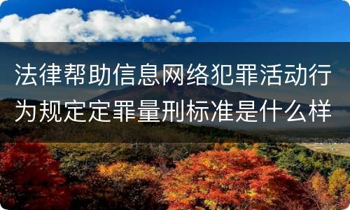 法律帮助信息网络犯罪活动行为规定定罪量刑标准是什么样