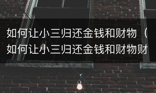 如何让小三归还金钱和财物（如何让小三归还金钱和财物财产）