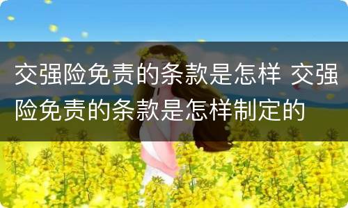 交强险免责的条款是怎样 交强险免责的条款是怎样制定的