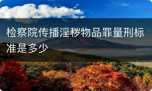 检察院传播淫秽物品罪量刑标准是多少