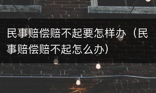民事赔偿赔不起要怎样办（民事赔偿赔不起怎么办）