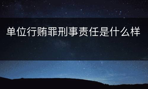 单位行贿罪刑事责任是什么样