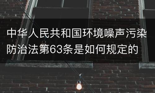 中华人民共和国环境噪声污染防治法第63条是如何规定的