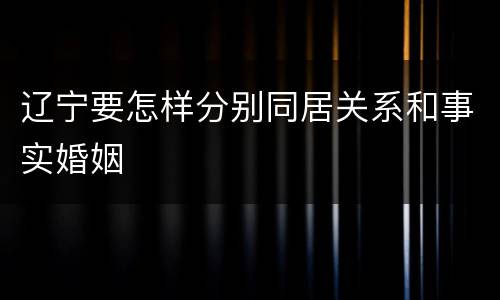 辽宁要怎样分别同居关系和事实婚姻